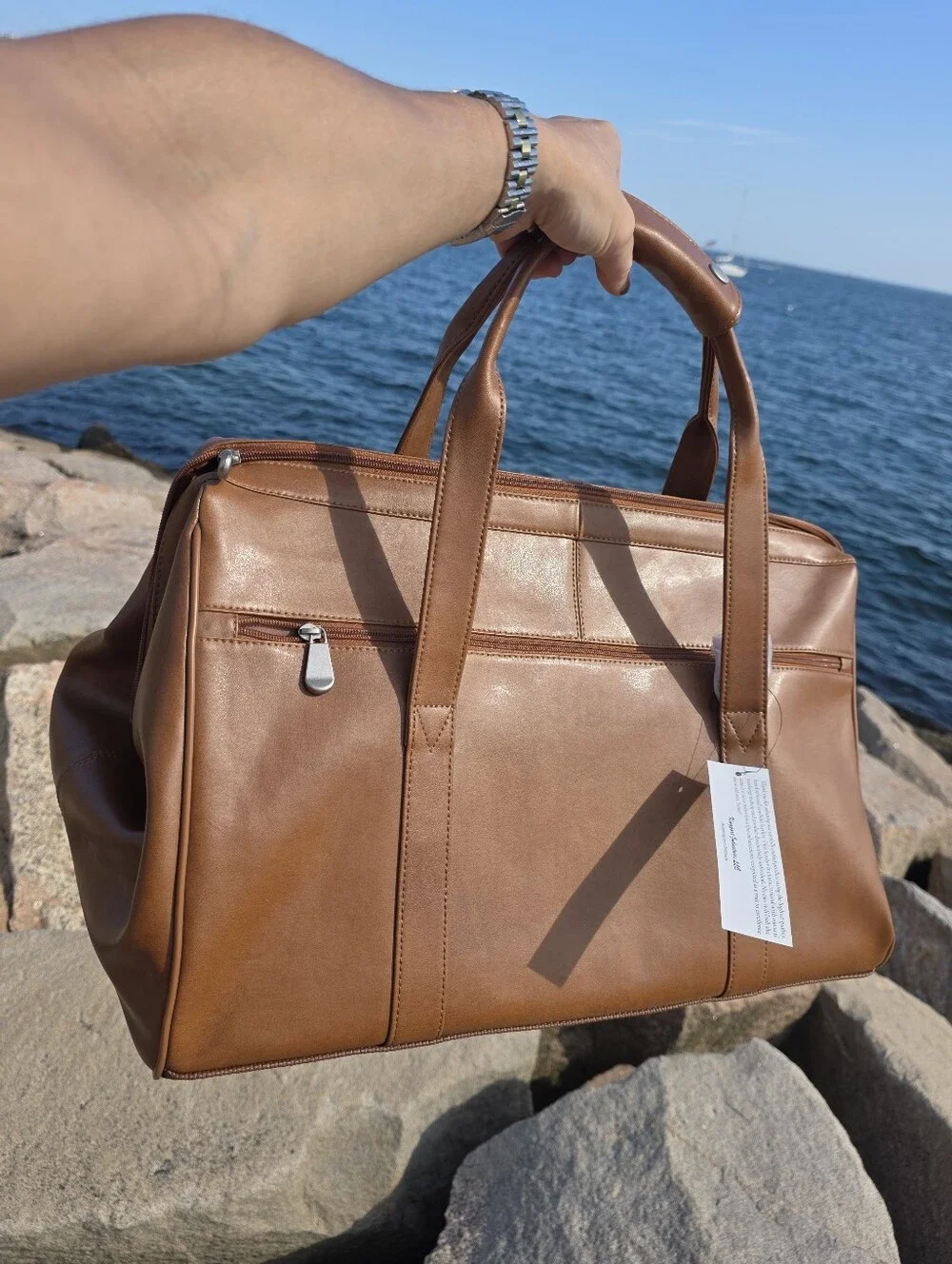 Kingport Industries Genuine Leather Wide Jaw Carpenter / Travel Bag